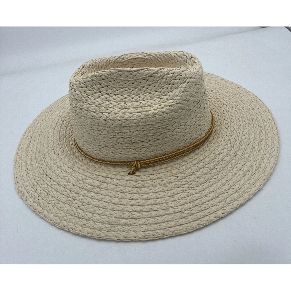 goodfellow&co natural straw wide-brim hat with gold cord band
